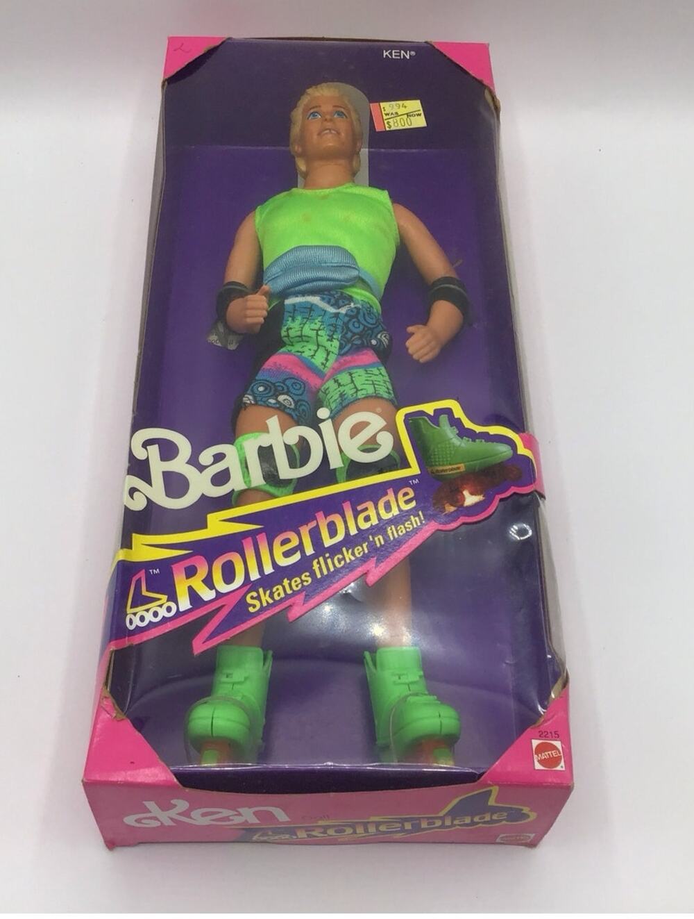 1991 Vintage Rollerblade Ken Doll NRFB Mattel 2215 Flashing Skates Unopened